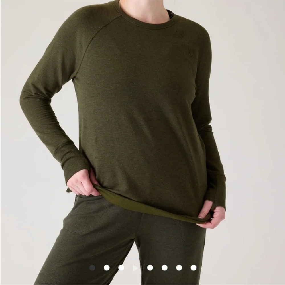 Athleta Coaster Luxe Recover Pullover Women’s XS Oversize Gray Green Cozy